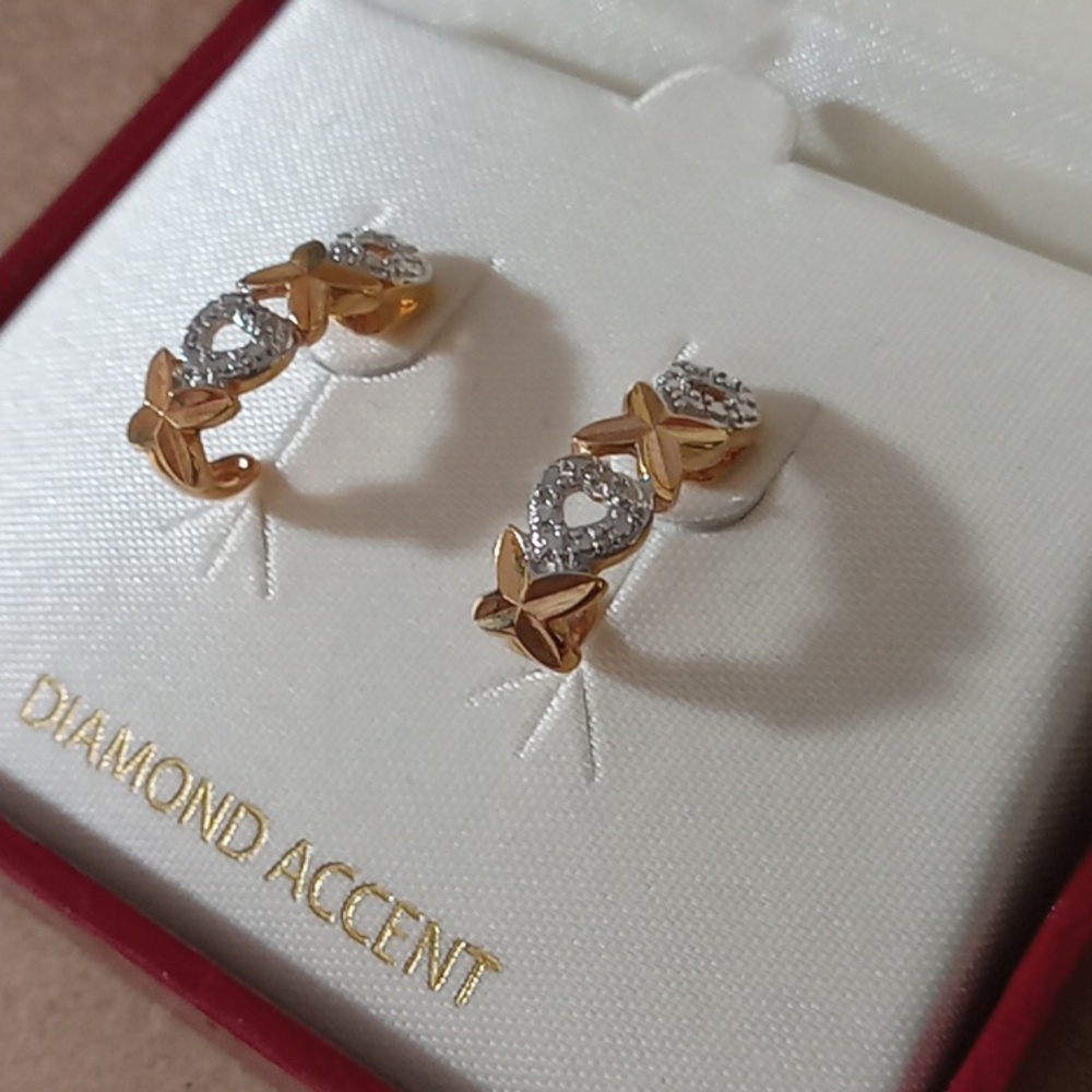 18kt gold over sterling silver diamond accent earnings